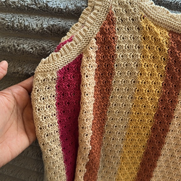 Grace+Karma Striped Multicolor Button Knit Tank Top Size 1X - Picture 4 of 6